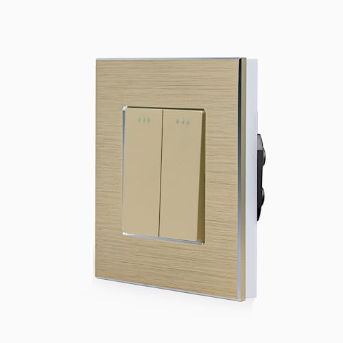 Luxus-Time Interruptor de luz basculante UP con marco de aluminio en color dorado