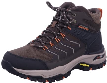 Skechers Arch Fit Dawson Raveno Herren-Sneaker, Braunes Ledernetz, 48.5 EU
