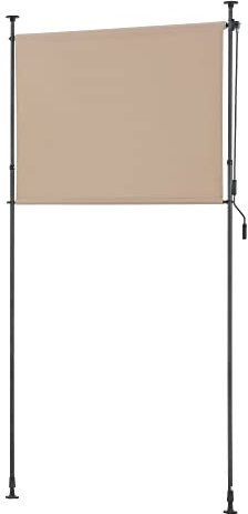 pro.tec Außenrollo Cimarra 120 x 270 cm Balkonrollo Senkrechtmarkise mit Handkurbel Sichtschutz witterungsbeständig Stahlgestell Sandfarben