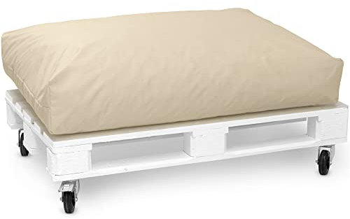 Spatium Jumbo XXL Palettenkissen Set abnehmbar Bezug wasserdicht gesteppt Palettenpolster Palettenauflage Palettensofa (Beige, Sitzkissen 80x80x20)