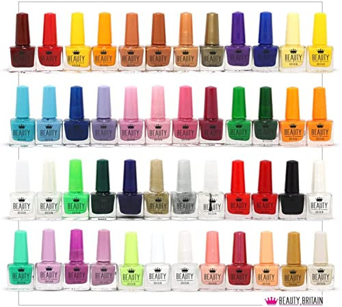Beauty4Britain Bright Nail Polish Set 24/48 Modern Shades 5 ML Colourful Caps UK Seller (Colour Set A+B (48 bottles))