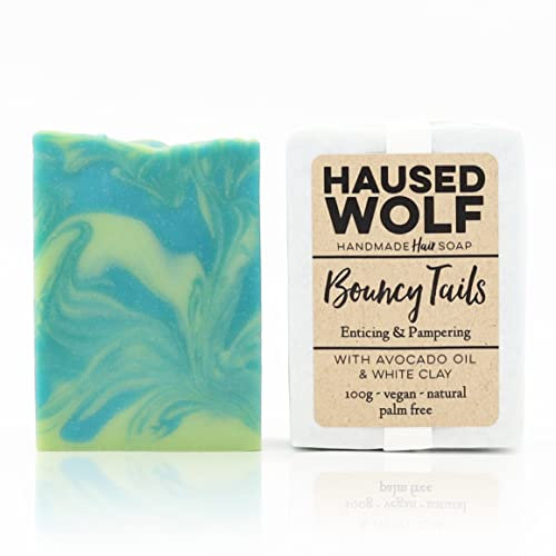 Haused Wolf Haarseife - 100 g - für trockene Kopfhaut, strapaziertes & coloriertes Haar - vegan - handmade in Germany (Bouncy Tails)
