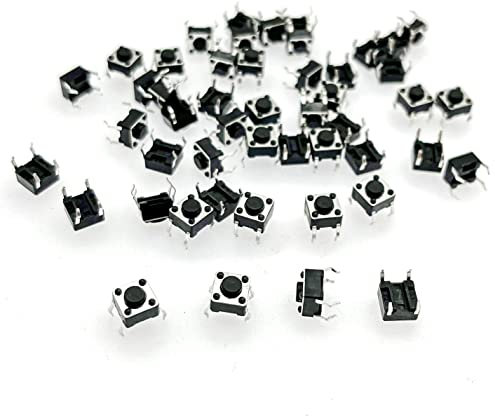 JZK 50 mini interruttori tattili 6 x 6 x 4,5 mm, micro interruttori tattili a 4 pin, interruttore a pulsante momentaneo da 12 V, 6 mm per PCB, pulsante tattile in miniatura