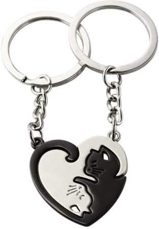 Schlüsselanhänger Best friend Katze Katzen Herz Ying Yang Motiv Geschenk beste Freundin BFF Geschenke für Frauen Freundschaft Auto Anhänger