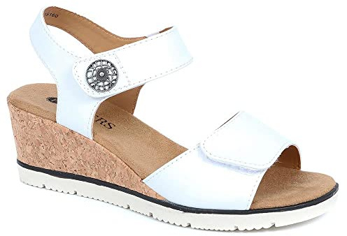 Pavers Womens Adjustable Wedge Sandals White Size 6