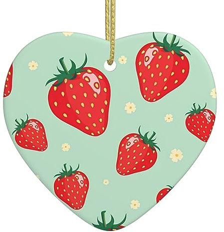 Schöne Erdbeere Druck Personalisierte Weihnachtskugel Keramik Weihnachten Hängende Ornament, Weihnachtsbaum Dekoration Für Freund Freundin Frau Xmas Geschenke