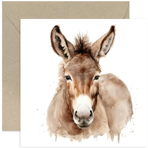 Old English Co. Aquarell-Esel-Grußkarte zum Geburtstag – niedliche Bauernhof-Geburtstagskarte für Mama, Oma, Sie – Wildlife-Kunst-Karte zum Denken an Sie, Danke, nur Weil, innen blanko