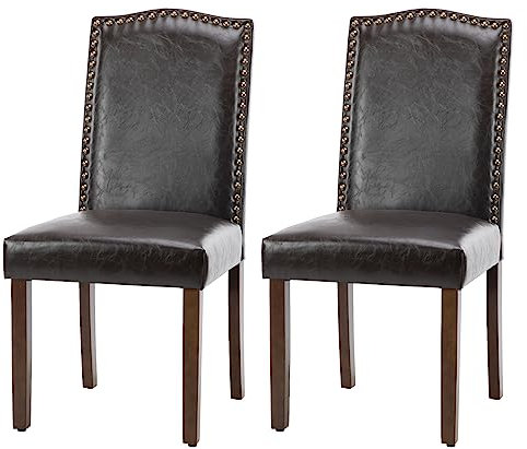 DUMOS Esszimmerstühle 2er Set, Elegant und Schön Modern Stühle Esszimmer, Pu-Leder Gepolstert küchenstühle, Esszimmerstuhl Geeignet für Küche, Wohnzimmer, Schlafzimmer (Dunkelbraun)
