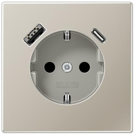 Jung ES1520-15CA Steckdose mit USB-AC LS, stahlfarben