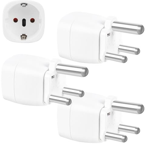 Fiotha 3 Piezas Adaptador de Enchufe de Sudáfrica,Enchufe de Viaje Tipo M,Adaptador de Enchufe Sudáfrica,Adaptador de Viaje de Alemania/UE a Sudáfrica para Sudáfrica,Mozambique,Bután(Tipo M)