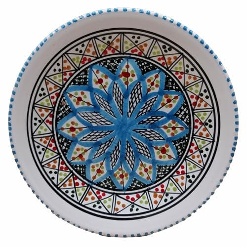 Piatto Piano Decorativo in Ceramica Tunisina, Dipinto a Mano per Portate Eleganti 0411201200