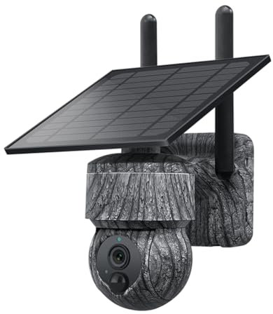 Samorukfor 3MP 4G SIM Solar PTZ Camera WIFI Outdoor Wireless IP Cameras with Solar Panel Two Way Audio Security CCTV Camera(C)