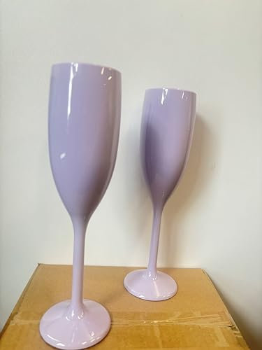 SMAODSGN 24 Pcs Purple Cocktail Glasses Plastic Wine Flutes Set of 24 Wedding Toasting Glasses Long Stem Champagne Glasses Shatterproof Drinking Glasses For Birthday Party Anniversary 5.4 Oz