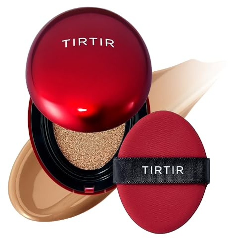 [*Mini Size*] TIRTIR Mask Fit Red Cushion Foundation | Full coverage, Weightless, Skin fit, Satin Glow Finish, Korean Makeup, beauty, Tattoo cover up, Buildable (#34N Pecan, 4.5g)