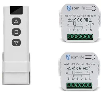 2 Commutateurs SomLife de volet et rideau Wifi Rf Tuya Smart Life Module pour volet roulant 433 mhz et Télécommande