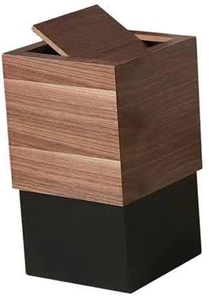 Baoblaze Wooden Trash Bin Enclosure with Hinged Lid, dark brown