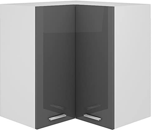 LLEZKBR Schränke & Aufbewahrungs-Küchenschränke Hänge-Eckschrank Hochglanz-Grau 57x57x60 cm Holzwerkstoff