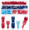 YIXISI 60 Pezzi (30 Paia) Kit Morsetti Elettrici T-tap, T-Tap Rapido Connettore T-Tap Connettore Terminale, T-Tap Filo Giuntura Terminale e Isolato Maschio Spade Terminale, Rosso, Blu