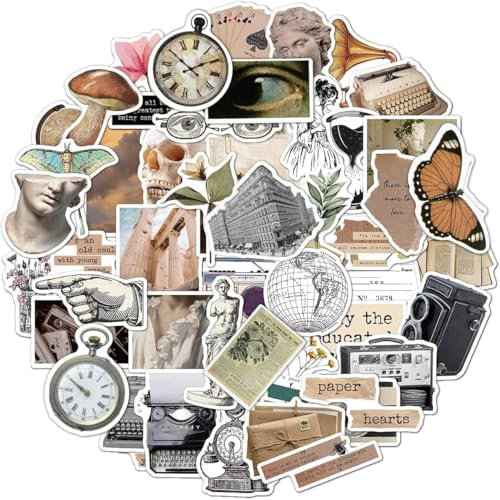 Set di adesivi vintage 50 pezzi Adesivi vintage Scrapbook Adesivi vintage Laptop Skateboard Casco Bagagli Moto Album fai da te