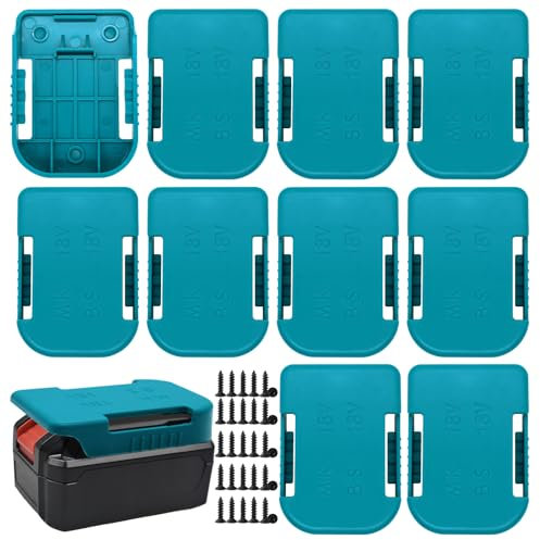 WYYFXY® 10 Stück Akkuhalter Kompatibel mit Makita&Bosch, 14,4V/18V Akku Halterung, Wandhalterung Batteriehalter Blau mit Schrauben