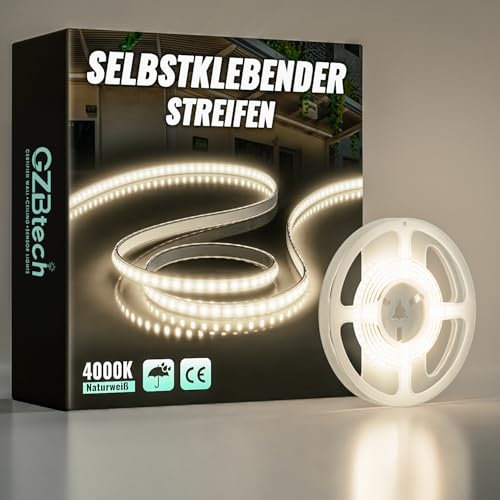 GZBtech 220V Silicone Ruban LED 1M, 4000K Blanc Naturel Flex Découpable IP65 Etanche Exterieur & Intérieur Bandeau LED, 1200LM/M Haute luminosité Bande LED pour Maison Chambre Cuisine Terrasse Jardin