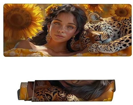 Grand Tapis de Souris Femme sous Main Bureau,Tapis Souris Tigre Tapis de Souris Gaming Imperméable,Tapis Bureau avec Base Antidérapante,Mouse Pad Bords Cousus,Deco Bureau,Cadeau 1600x800x3mm RS-536