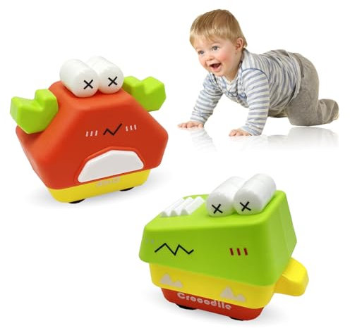 Yeefunjoy 2 Pcs Baby Toy Car, Cartoon Animal Press and Go Toddler Toy Cars Friction Powered Toy Car Gifts for Toddlers 1-3 Baby Wind Up Cars Toy Christmas Birthday Gift for 1 2 3 Year Old Boys Girls