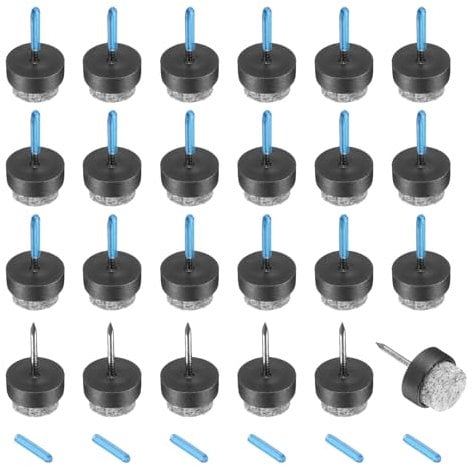 sourcing map 24Pcs Nail-on Felt Furniture Pads, Round Felt Pads Furniture Sliders Floor Protectors for Wooden Furniture Table Sofa Chair Leg (14mm, Black)