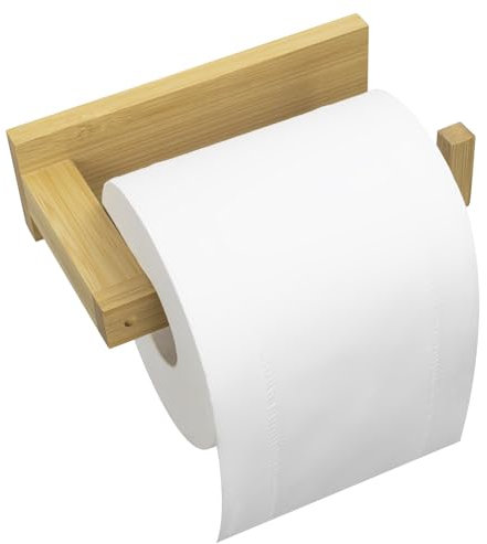 Porte-rouleau de papier toilette en bambou pour montage mural avec perçage libre, autocollant ou à visser, pour salle de bain et cuisine
