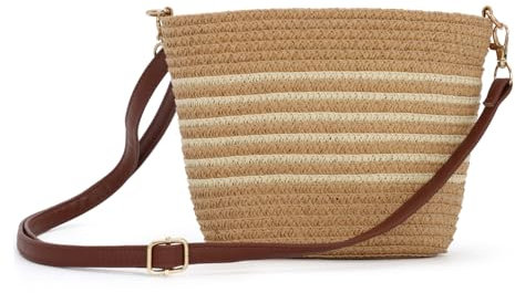 EVEOUT Small Straw Crossbody Bag Women Girl Summer Boho Cute Raffia Woven Basket Shoulder Bag for Beach Holiday