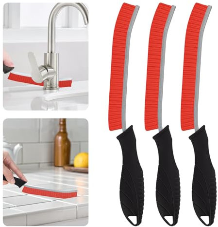 SXhyf Hard Bristle Crevice Cleaning Brush - Multifunctional Gap Cleaning Brush, Bathroom Cleaning Tools, Grout Brush, Crevice Cleaning Supplies for Household Use, Kitchen, Window, Vehicle (3, Red)