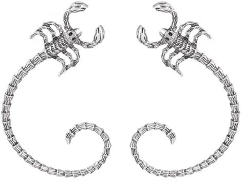Ohrringe Paar Skorpion Gothic Punk - Wickel Design | Silber oder Schwarz | Uni Accessoire Dark & Alternativ Stil