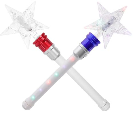 Garneck 2 Pièces Lumineuse pour Les Enfants étoile de fée Ambiance Festive Baguettes étoiles Scintillantes tournante tournant Lumineux Plastique