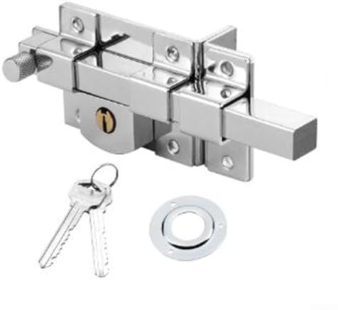 Both Side Lock Door - 67Mm Long Throw Gate Iron Lock - Lockable with Rear Double Locking for Yard/Garden Doors/Gates Supplied 2 Keys (Left)