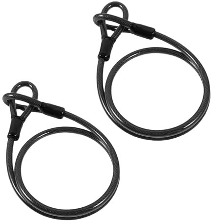 2 Piezas Cables de Acero Antirrobo para Bicicleta, 1m Largo y 2mm Grosor, Cable Doble Bucle con Revestimiento de PVC Negro, Compatibles con Candado en U o de Disco, Portátiles y Resistentes al Óxido