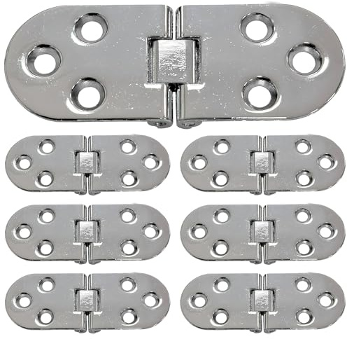 Highdecora 180-Degree Stainless Steel Flip Door Hinges, 30mm x 80mm, Counter Flap Hinges for Wooden Box, Cabinet (6)