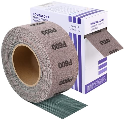 Shineboc P600 Klett Schleifgitter Rolle, 70mmx12m Netz Schleifpapier | Zirkonkorund, Selbstklebend, Verstopfungsfrei, Vorgeschnitten, Hitzebeständig, Vielseitig Einsetzbar, Schneller Abtrag