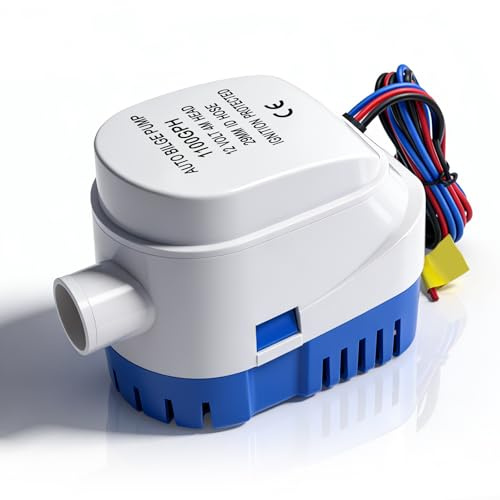 Pompa di sentina automatica, 12 V, 1100 GPH, 29 mm, marina, sommergibile | con interruttore di galleggiamento, per barche, stagni, piscine