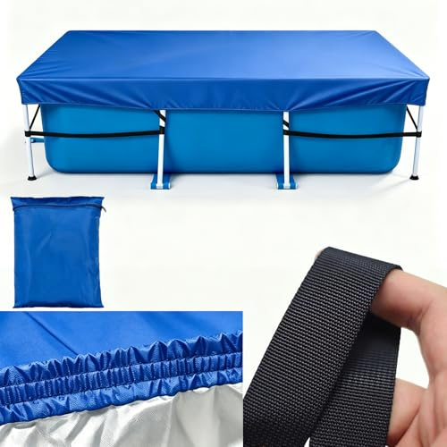 300 x 200 cm cubierta de piscina para piscinas rectangulares de pie cubierta solar cubierta de piscina con goma elástica integrada y fuerte correa de asiento firme y fácil montaje, evita el