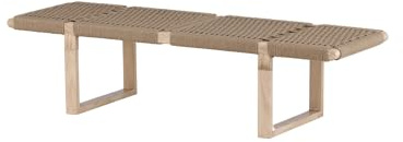 FURNLUX Sitzbank, Metall, Beige, 140x46x36 cm, Stahlgestell, Nordisch Modern, Seilgeflecht-Sitzfläche, 36 cm Sitzhöhe