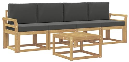 vidaXL Outdoor-Sofagarnitur mit Kissen 5 pcs Weiß und Anthrazit, Garten, modernes Outdoor-Sofa, gemütliche Lounge-Sitzgruppe für Terrasse