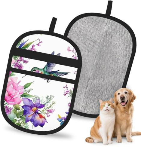 Mexpekil Tierhaarentfernungshandschuh, Kolibri-Blumen | Elektrostatischer Tierhaarentferner Handschuh Magische Bürste für Hund Katze Haarentferner