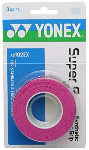 YONEX Super GRAP Lot de 3 surgrips pour Tennis, Badminton, Squash (Rose)