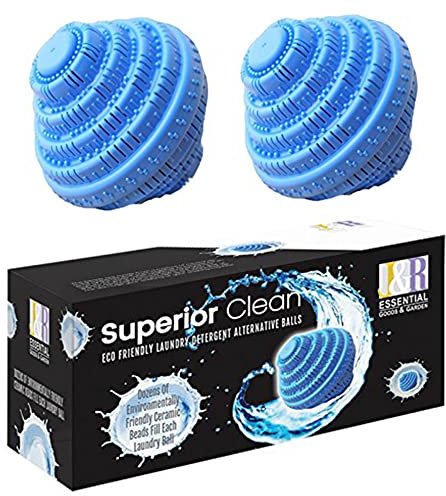 Eco Friendly and Chemical Free Washer Laundry Balls from All Natural Alternative Laundry Detergent For up to 1000 Washings Set of 2