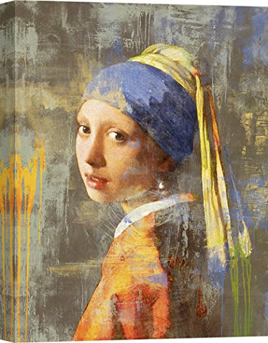 ART PRINT CAFE' Das Mädchen mit dem Perlenohrring 2.0, 40x60 | Pop-Art-Leinwandbild
