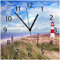 Wallario Design-Wanduhr Leuchtturm am Strand von Sylt aus Glas, Motiv-Uhr Größe 30 x 30 cm, Schwarze Zeiger