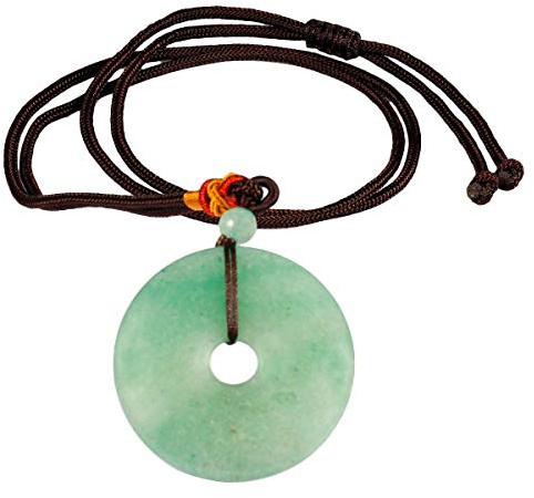 mookaitedecor Münze Donut Stein Anhänger Halskette für Frauen und Männer | Donut Amulett Stein Anhänger Kristall Kette, Heilsteine Halskette Talismane für Modeschmuck Ketten Unisex Glücksbringer