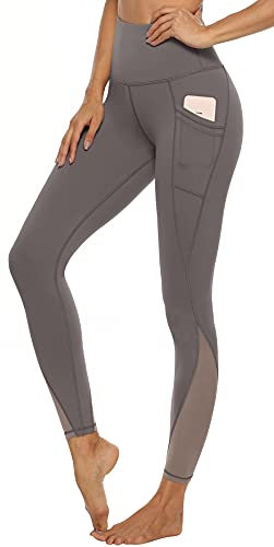 Persit Sport Leggings Damen, Sporthose Yogahose Laufhose Yoga Leggins Tights Sportleggins für Damen Grau-Size 44/46 (Herstellergröße XL)