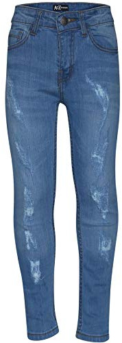 A2Z 4 Kids Boys Stretchy Jeans Kids Ripped Denim Comfort Skinny Pants Fashion - Boys Jeans Ripped Light Blue 3-4