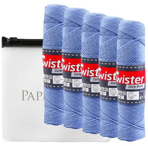Haekelgarn Baumwollgarn Stricken Haekeln Basteln 5x50g Fb.53 blau inkl.Zippbeutel
